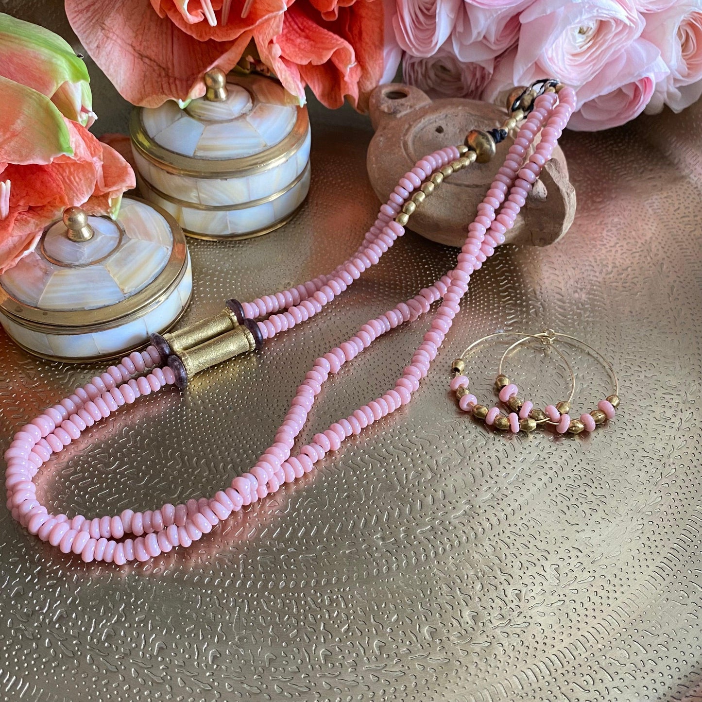 COLLIER" PETRA" - Rose et Violet Lèse-Majesté