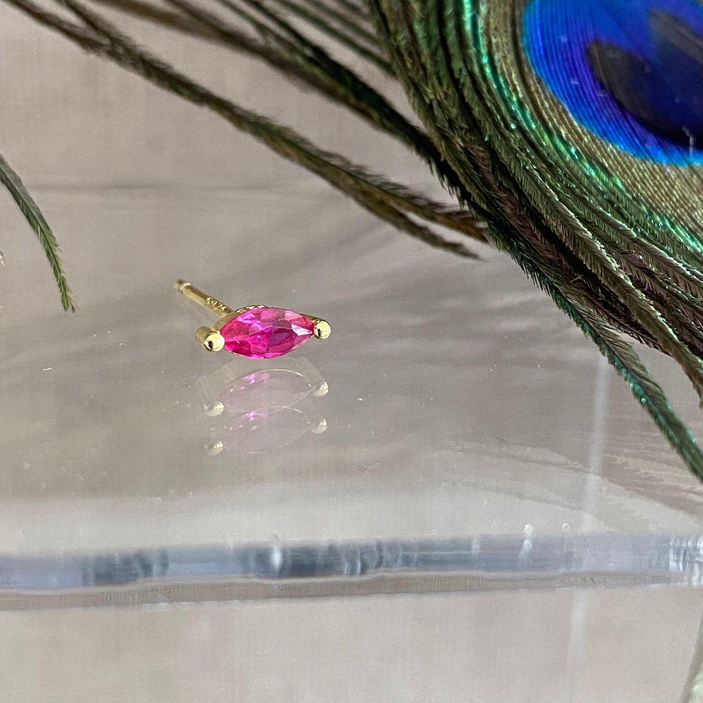 PUCE "AJNA XL" - Argent plaqué or - fuschia LESE-MAJESTE