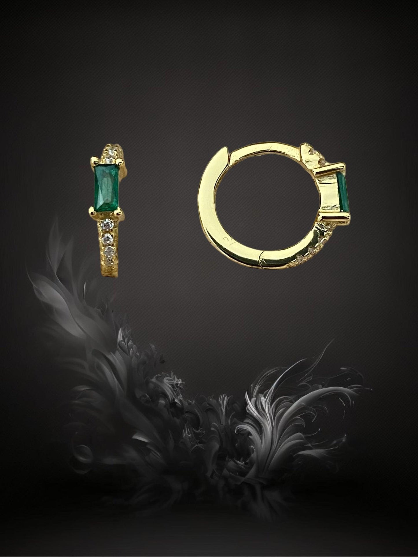 MINI CREOLE "CRISTAL" - Argent plaqué or - green & white LESE-MAJESTE