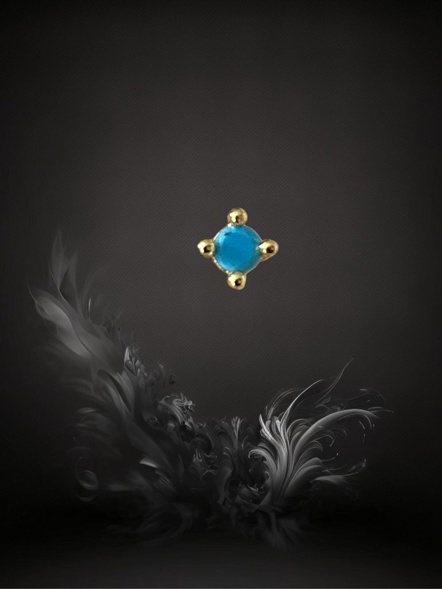 PUCE "UN POINT C TOUT" - Argent plaqué or - turquoise LESE-MAJESTE