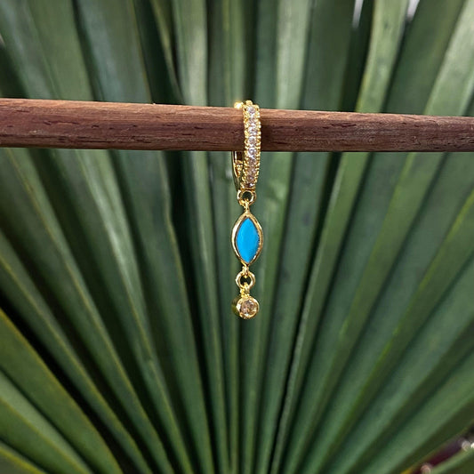 MINI CREOLE "AJNA SHIMMER" - Argent plaqué or - turquoise LESE-MAJESTE