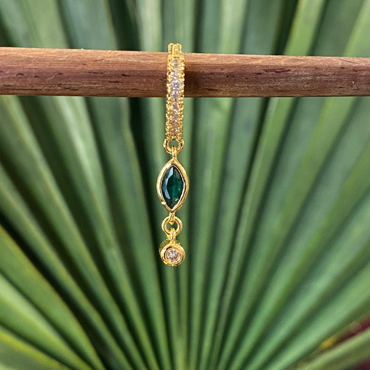 MINI CREOLE "AJNA SHIMMER" - Argent plaqué or - green LESE-MAJESTE