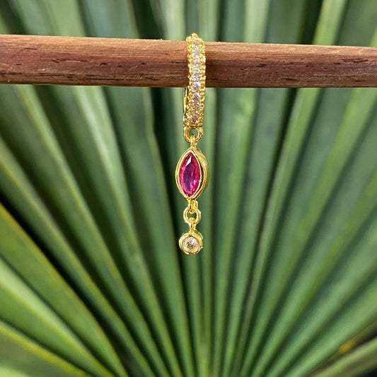 MINI CREOLE "AJNA SHIMMER" - Argent plaqué or - fuchsia LESE-MAJESTE