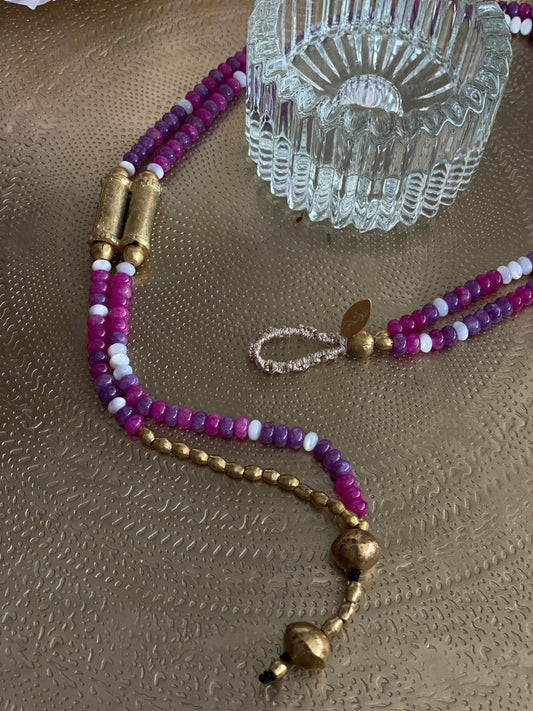 COLLIER" PETRA ELIXIR" - Nacre blanche, Calcédoine, Labradorite - Multicolore 1