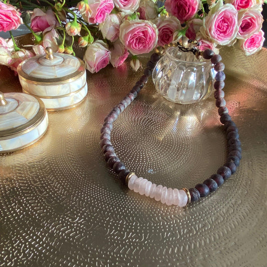 COLLIER "CONSTANTIN" - Prune & rose pale Lèse-Majesté