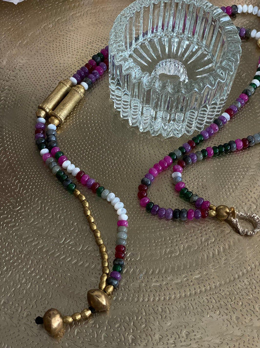 COLLIER" PETRA ELIXIR" - Nacre blanche, Calcédoine, Labradorite - Multicolore 3