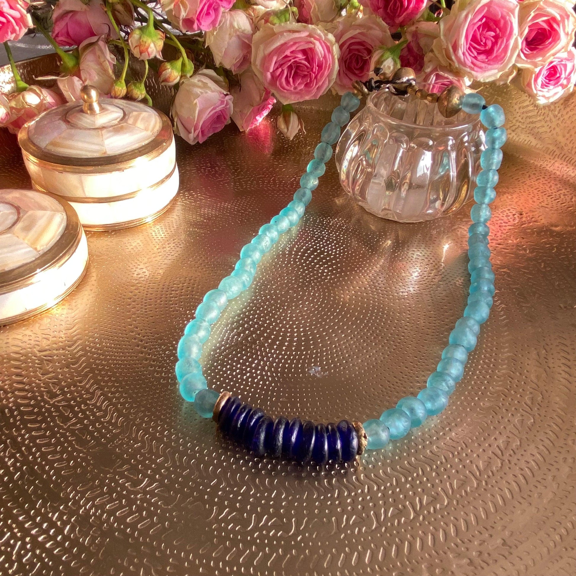 COLLIER "CONSTANTIN" - Turquoise & bleu marine Lèse-Majesté