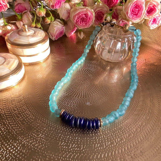 COLLIER "CONSTANTIN" - Turquoise & bleu marine Lèse-Majesté