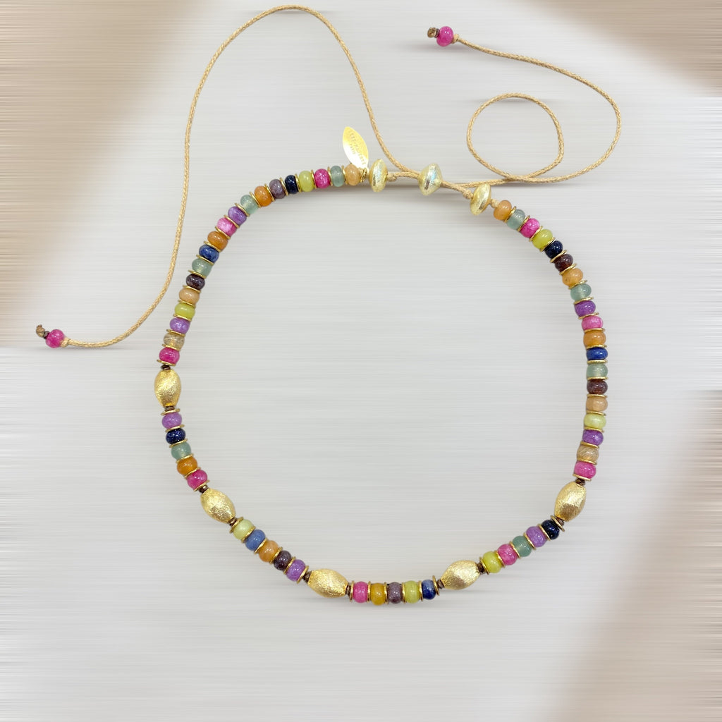COLLIER CORDON NOMADE ÉLIXIR (mix pierres / multicolore) – AJUSTABLE Lèse-Majesté