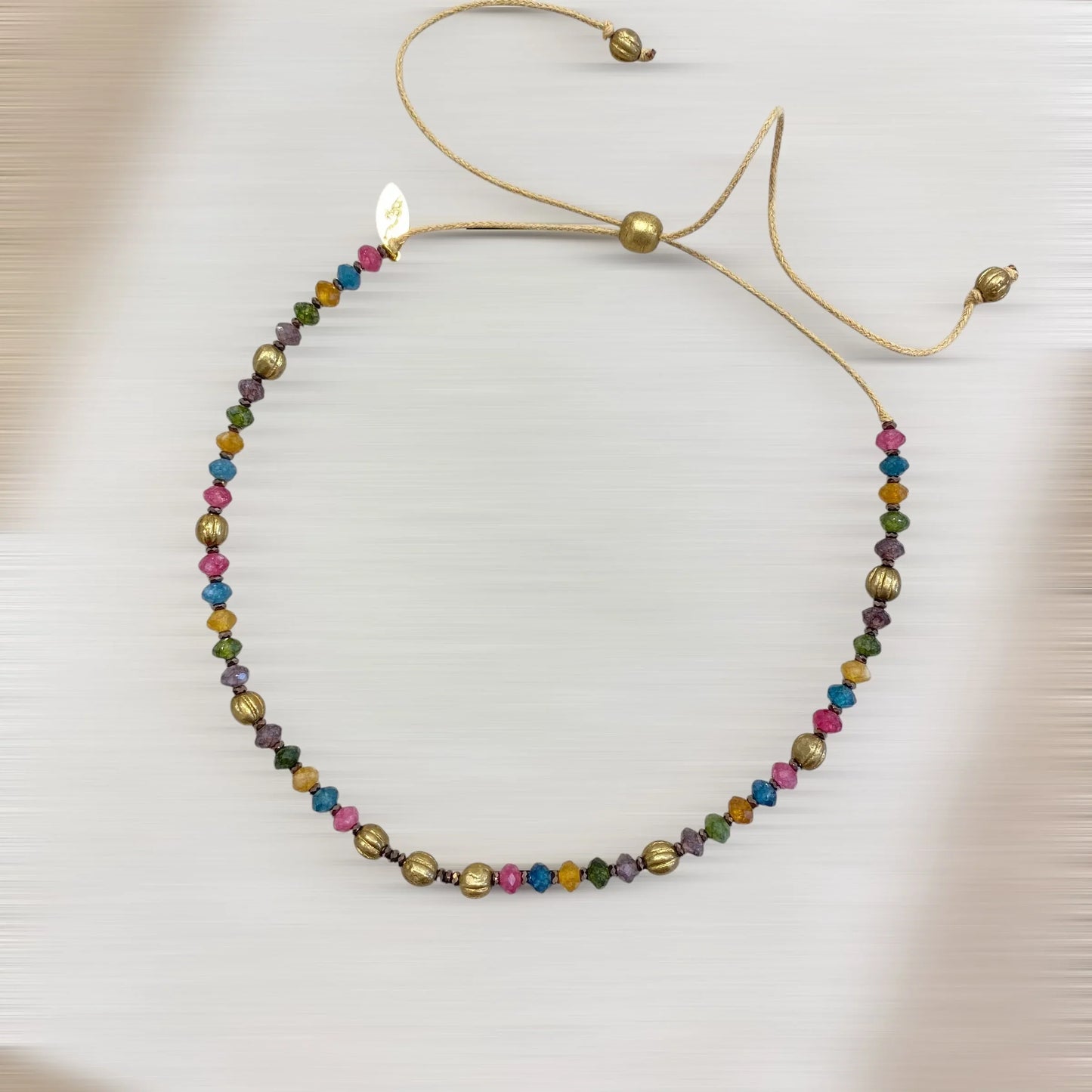 COLLIER CORDON NOMADE GRENADE (tourmaline / bleu Ocre violet) – AJUSTABLE Lèse-Majesté