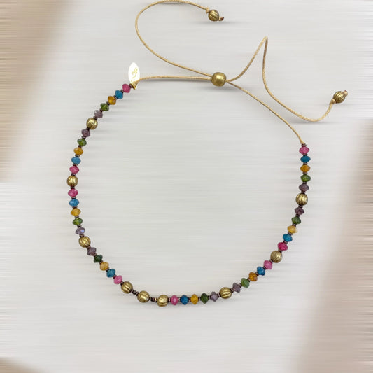 COLLIER CORDON NOMADE GRENADE (tourmaline / bleu Ocre violet) – AJUSTABLE Lèse-Majesté