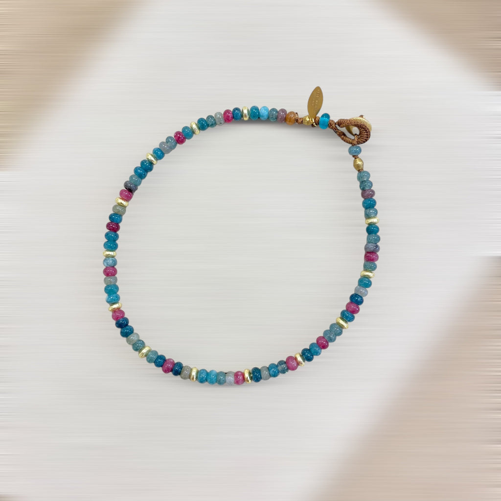 COLLIER ÉLIXIR (Tourmaline / Bleu vert bordeau ocre) – 40 CM Lèse-Majesté