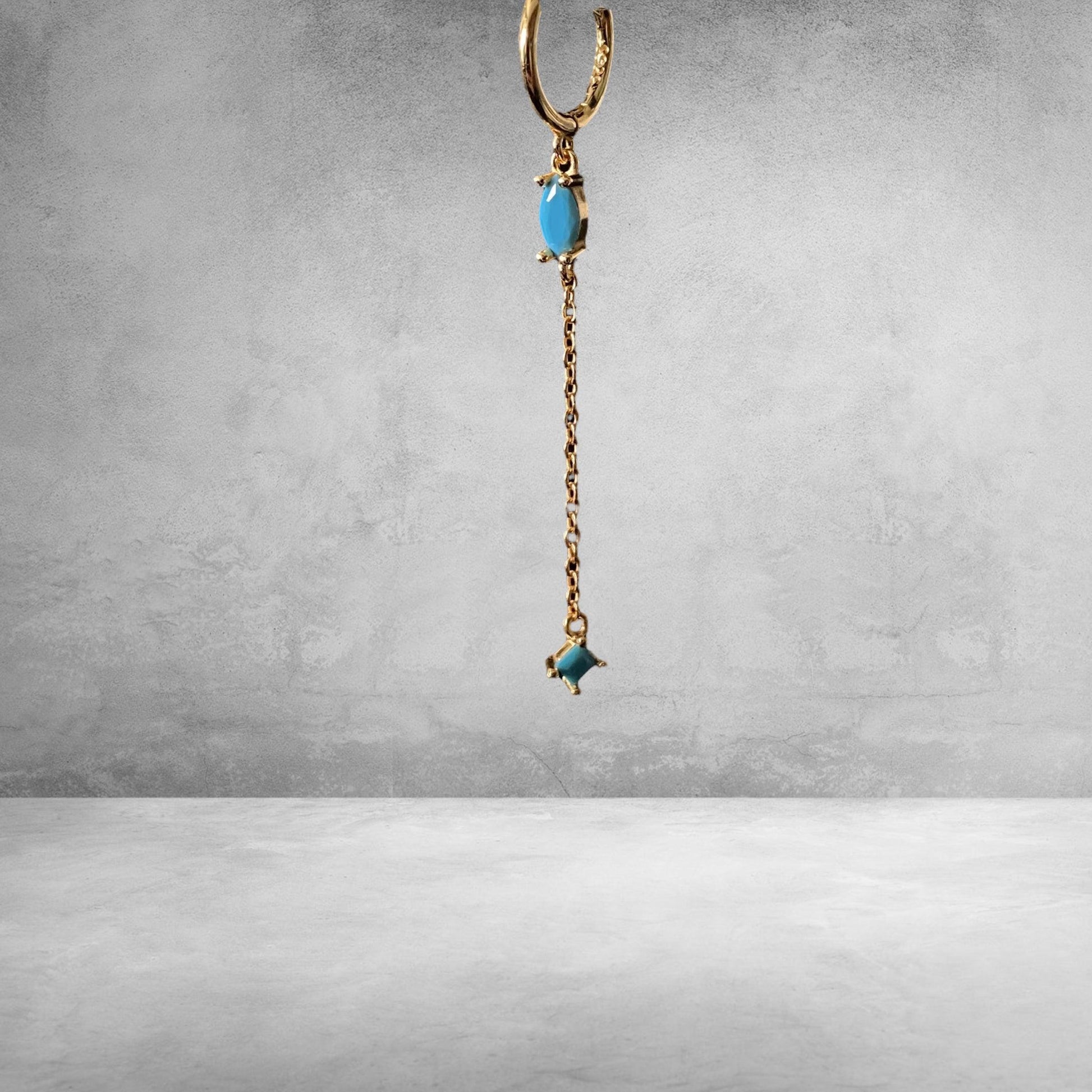 MINI CREOLE "AJNA INFINITE" - Argent plaqué or - turquoise LESE-MAJESTE