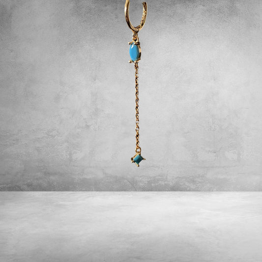 MINI CREOLE "AJNA INFINITE" - Argent plaqué or - turquoise LESE-MAJESTE