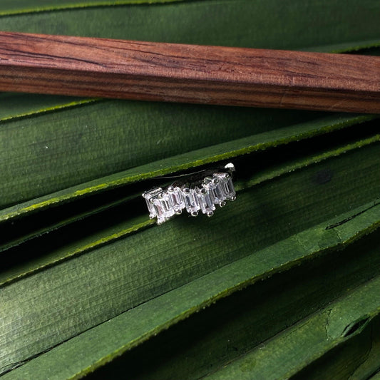 MINI CREOLE "ZIGZAG" - Argent - blanc - 10mm LESE-MAJESTE