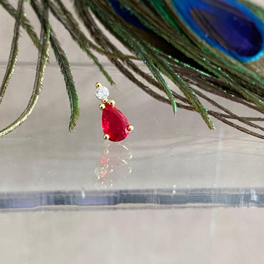 PUCE "ANGELIQUE" - Argent plaqué or - rouge LESE-MAJESTE