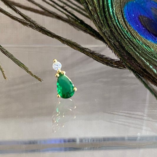 PUCE "ANGELIQUE" - Argent plaqué or - vert LESE-MAJESTE
