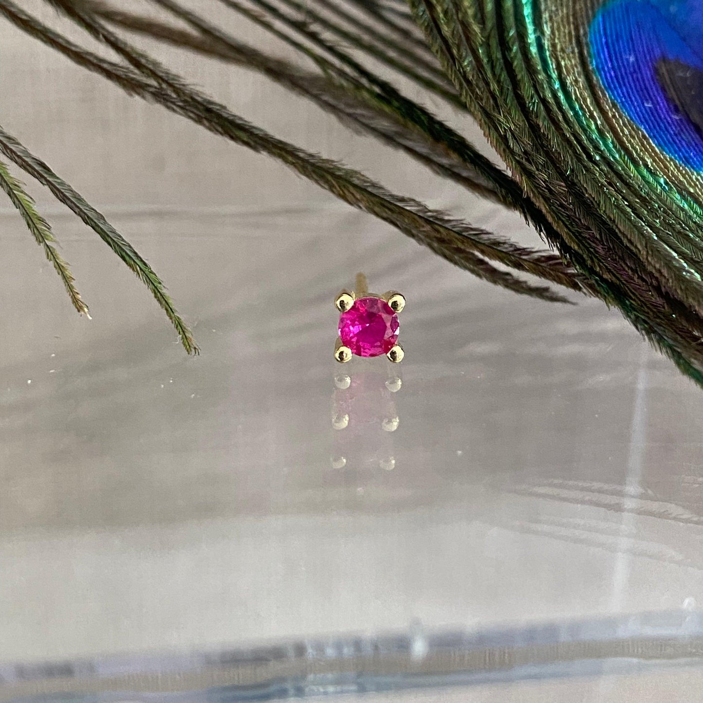 PUCE "UN POINT C TOUT XL" - Argent plaqué or - fuschia LESE-MAJESTE