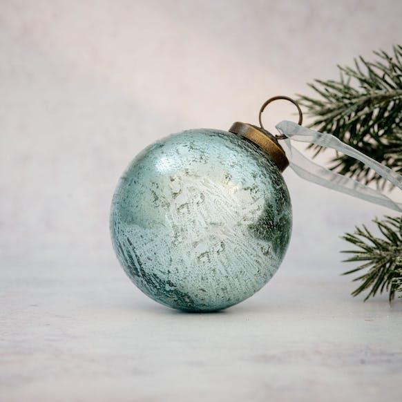 Boule de Noël moyenne en feuille antique Vert menthe 2" BOLLYWOOD CHRISTMAS