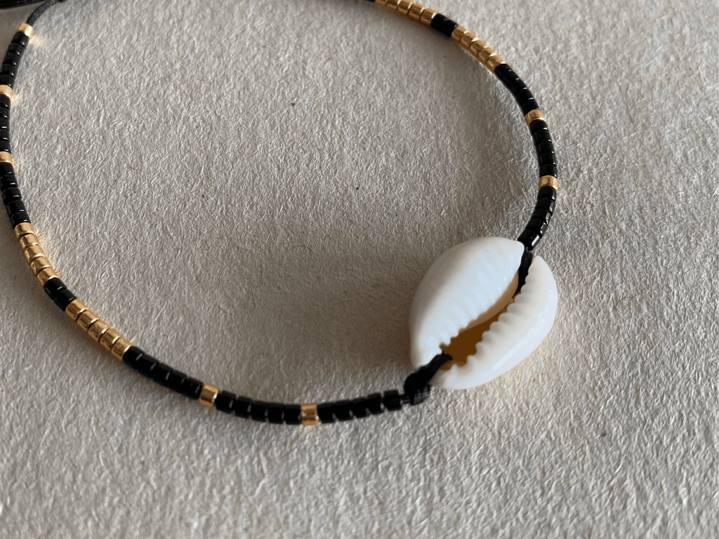 Bracelet perles tissées - "CAURI" Noir/Or LESE-MAJESTE