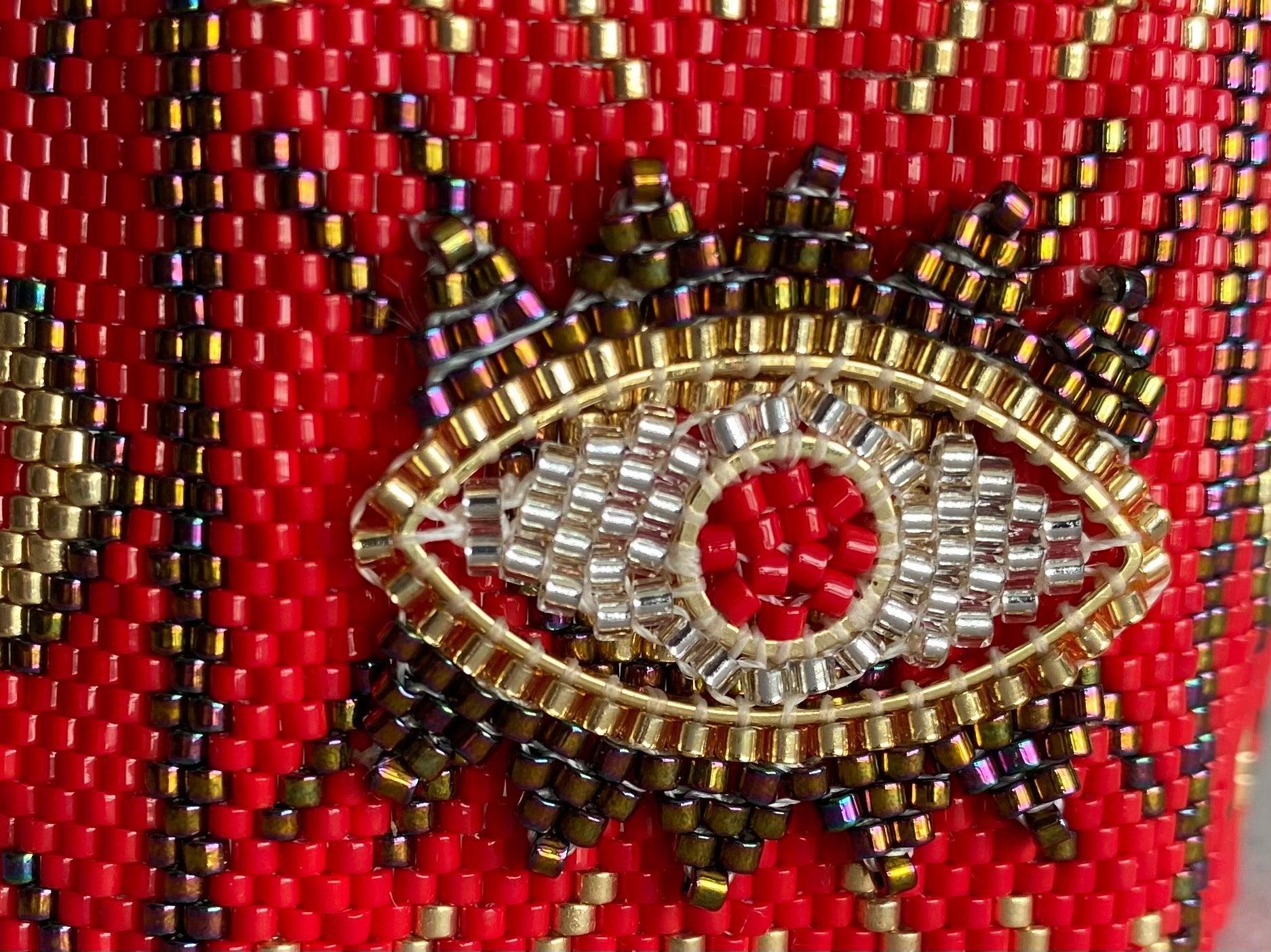 Bracelet perles tissées - "I SEE YOU" Rouge LESE-MAJESTE