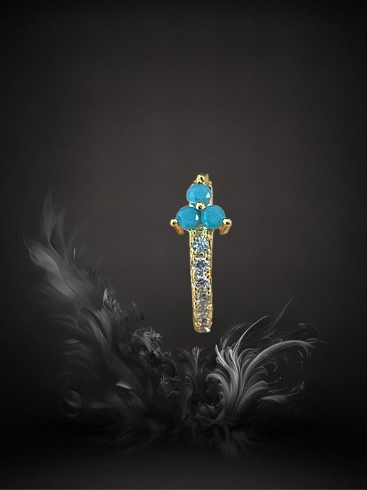 MINI CREOLE "A LA FOLIE" - Argent plaqué or - turquoise & white LESE-MAJESTE