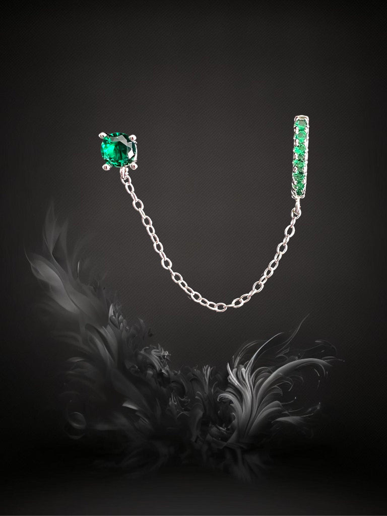 MINI CREOLE "CHAINED UP" - Argent - green LESE-MAJESTE