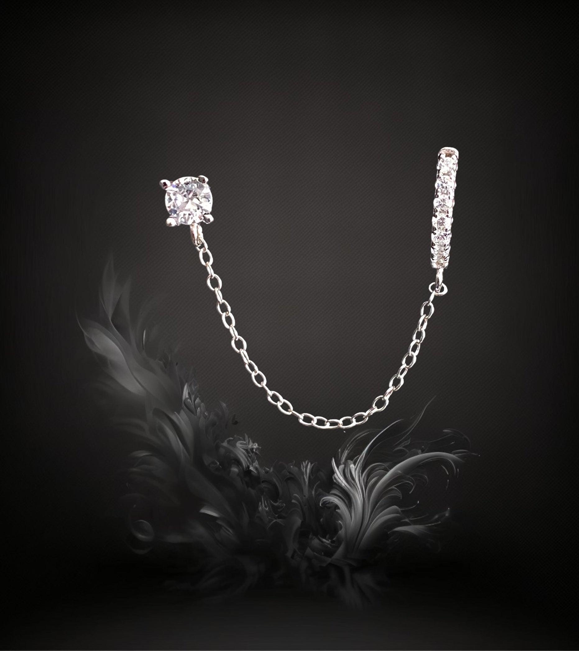 MINI CREOLE "CHAINED UP" - Argent - white LESE-MAJESTE