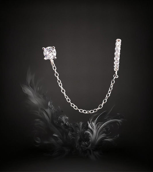 MINI CREOLE "CHAINED UP" - Argent - white LESE-MAJESTE
