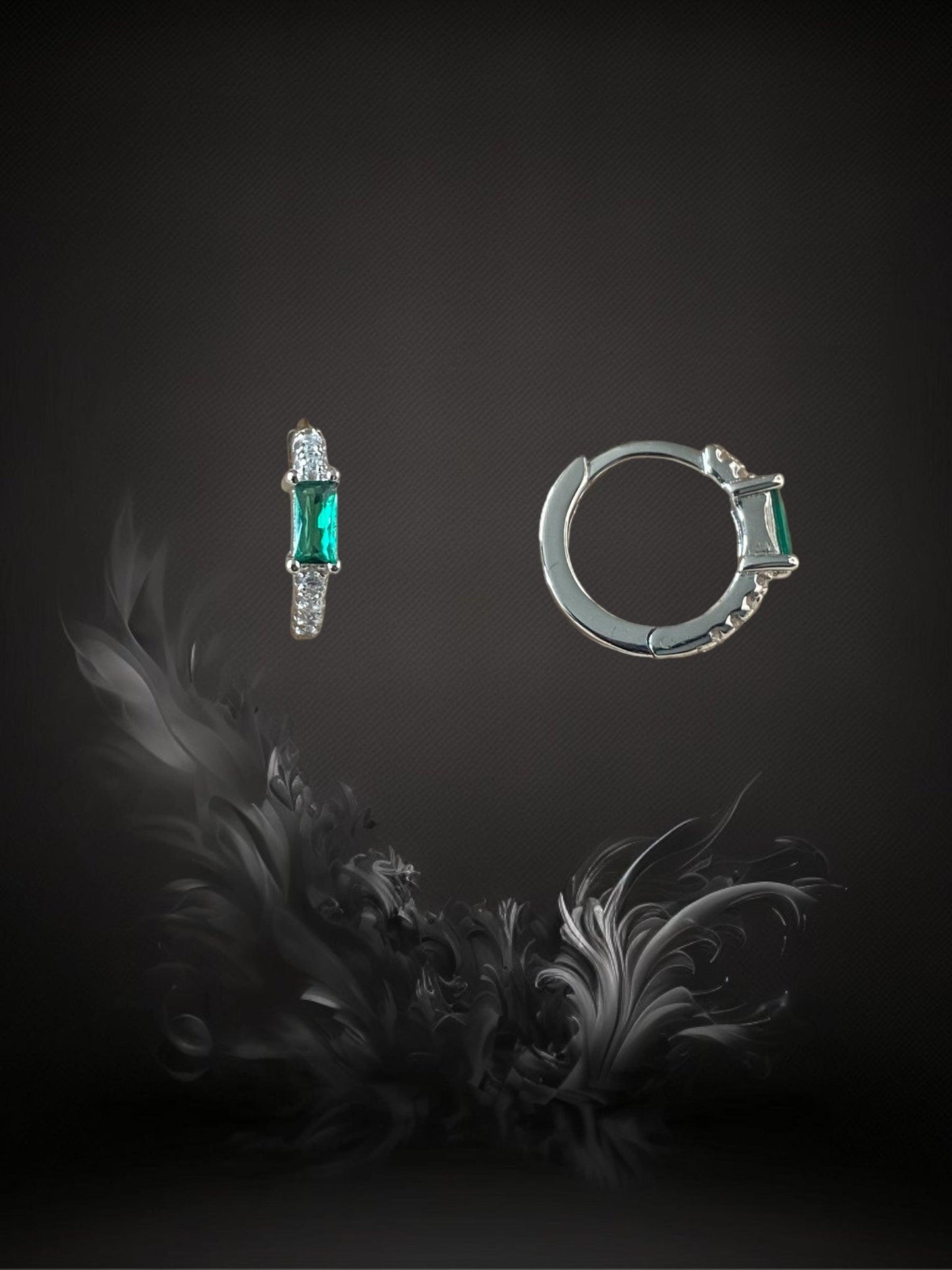 MINI CREOLE "CRISTAL" - Argent - green & white LESE-MAJESTE