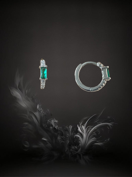 MINI CREOLE "CRISTAL" - Argent - green & white LESE-MAJESTE
