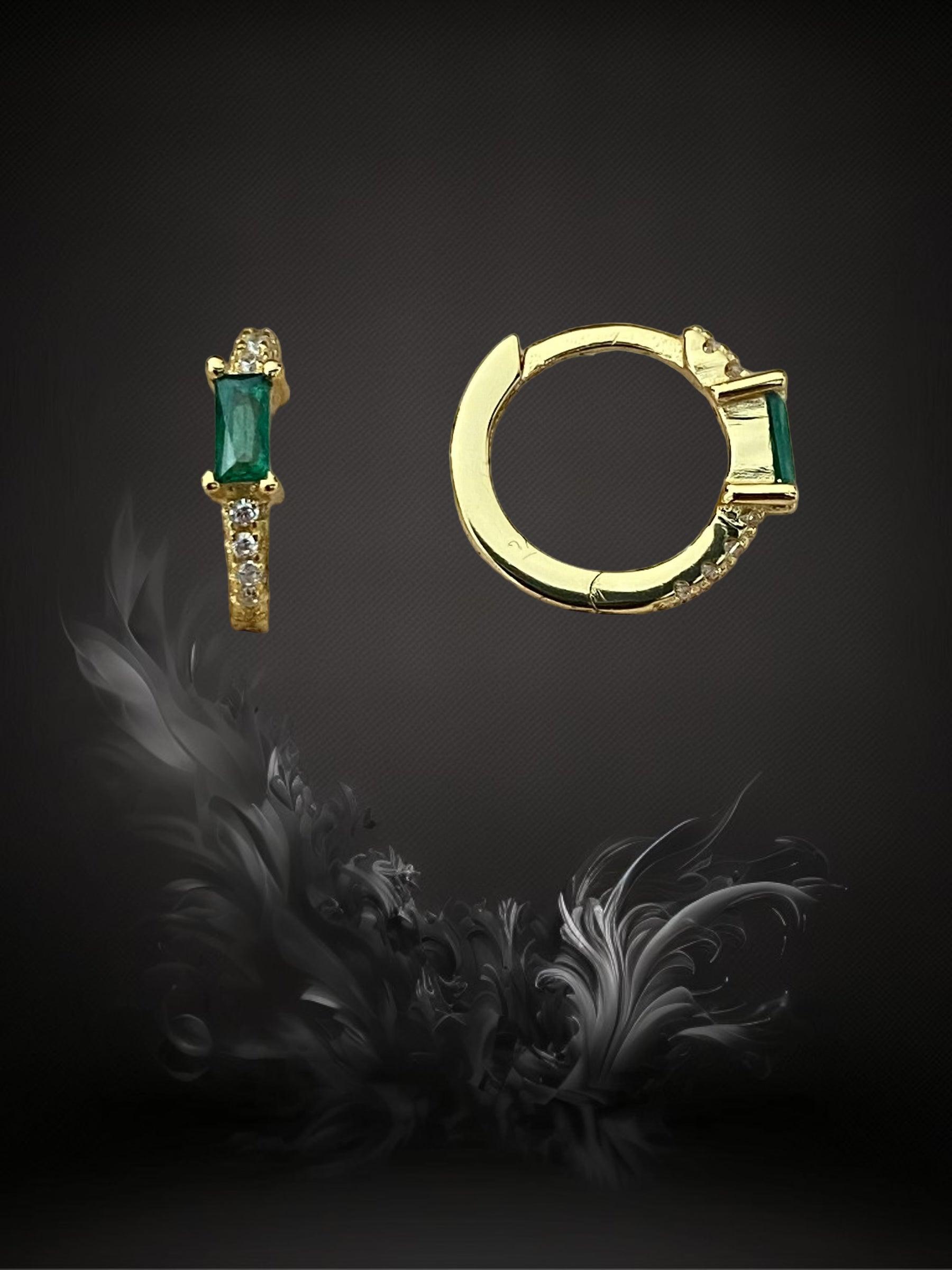 MINI CREOLE "CRISTAL" - Argent plaqué or - green & white LESE-MAJESTE