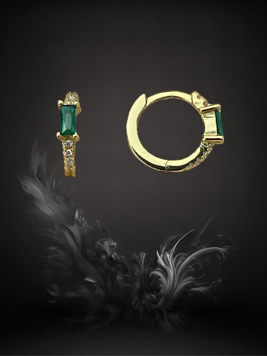 MINI CREOLE "CRISTAL" - Argent plaqué or - green & white LESE-MAJESTE