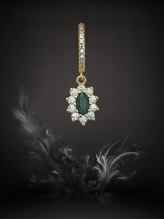 MINI CREOLE "ELIZABETH" - Argent plaqué or - green & white LESE-MAJESTE