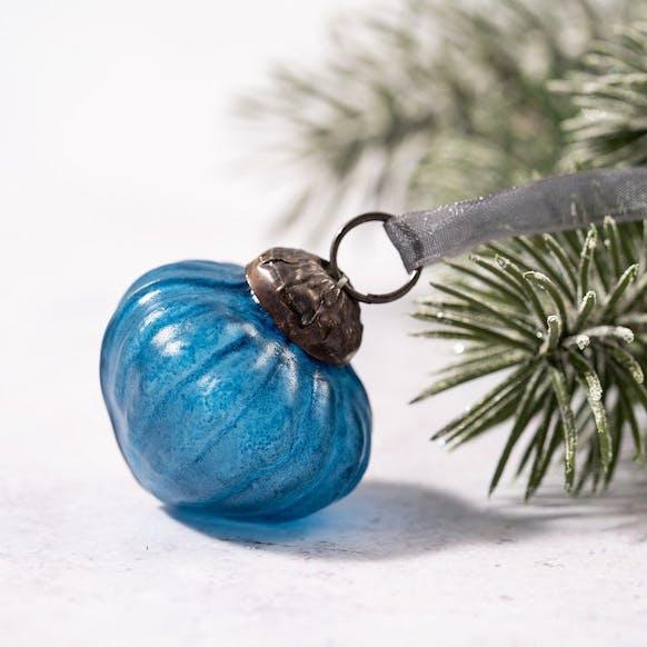 Petite lanterne en verre givré bleu roi 1" BOLLYWOOD CHRISTMAS