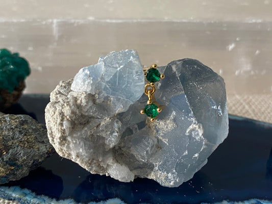 PUCE "INSEPARABLES" - argent plaqué or - Vert LESE-MAJESTE