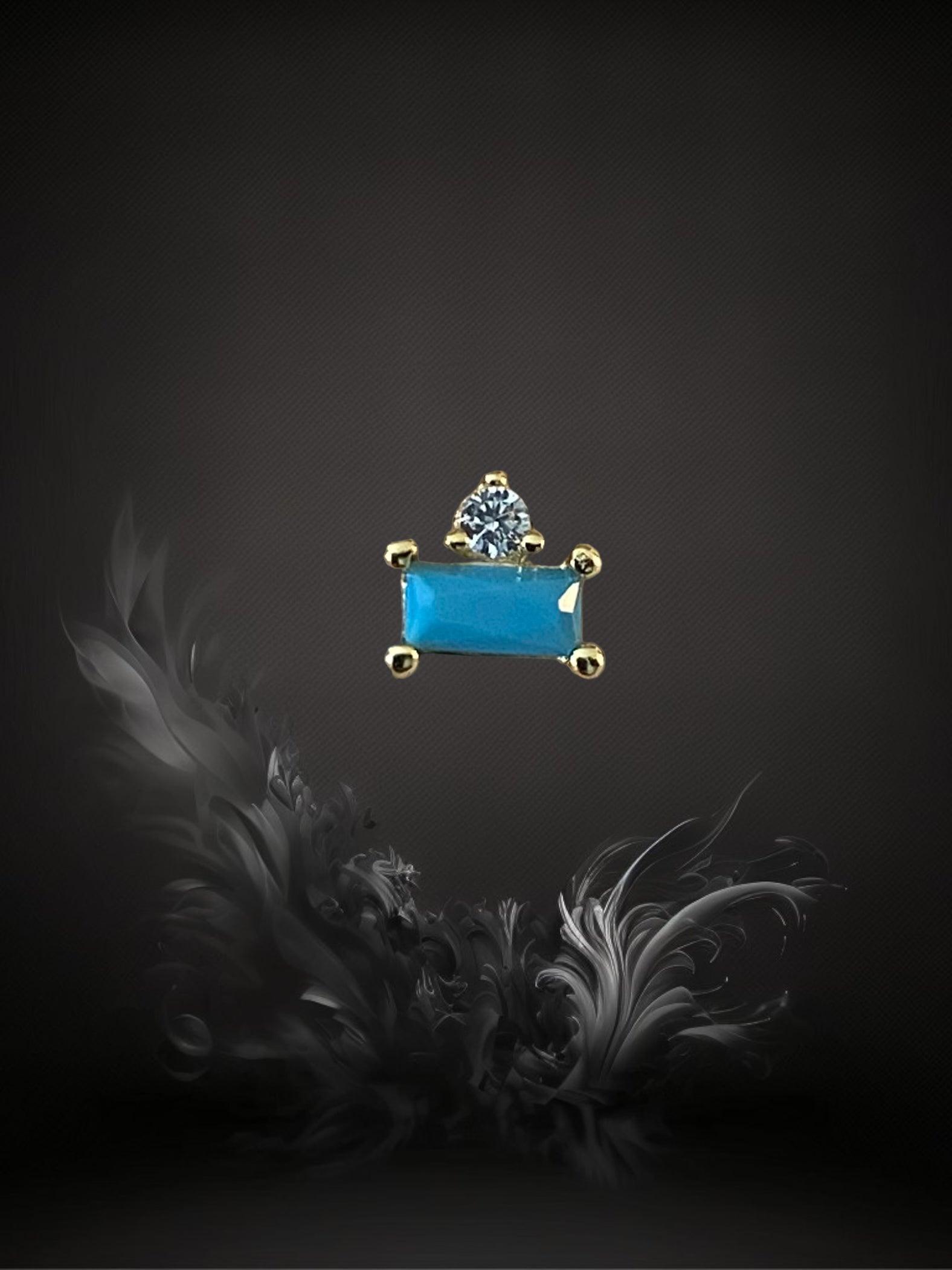 PUCE "PETIT TAJ MAHAL" - Argent plaqué or - turquoise LESE-MAJESTE
