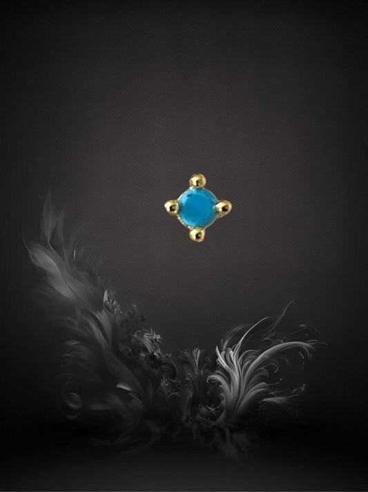 PUCE "UN POINT C TOUT" - Argent plaqué or - turquoise LESE-MAJESTE